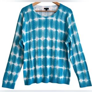 TALBOTS Preppy Lightweight Casual Cable Knit Tie-Dye Pullover Sweater Sz XL NWT